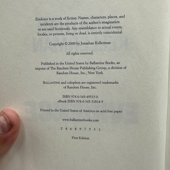 Jonathan Kellerman Evidence First Edition Hardcover 2009 Crime Thriller Novel - Picture 3 of 3